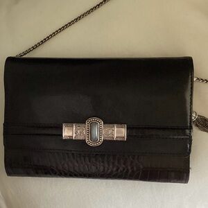 Brighton Black Clutch with Silver Accents